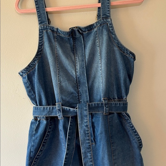 Celebrity Pink Blue Denim Jeans Overalls L - Picture 1 of 15